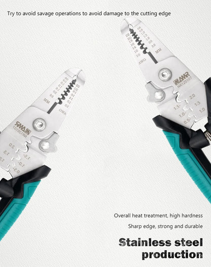 8-in-1 Stripping Pliers with Voltage Tester Versatile Wire Stripping Pliers with Electricity Measurement Cutting Crimping Pliers