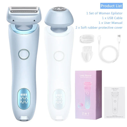 Portable Waterproof 2 In 1 Painless Shaving Knife Lady Private Part Hair Shaver Trimmer Epilator Bikini Trimmer Electric Razors