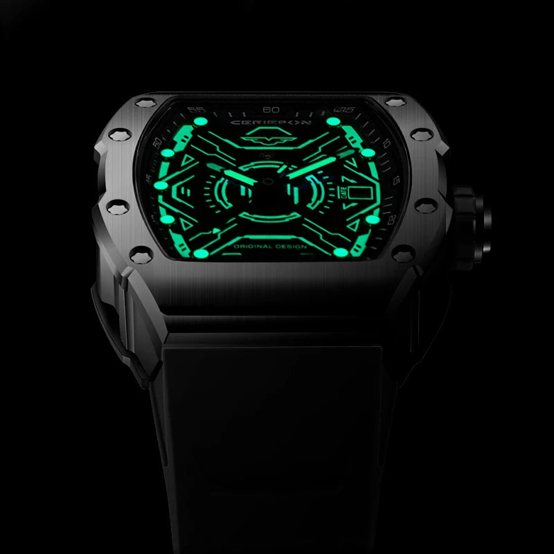 Relógio masculino automático original de luxo da marca Pagani, com design vazado, cronógrafo e à prova de água.