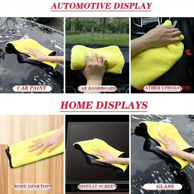 Super Microfiber Car Cleaning Towel Reusable Detail Cloth for Glass Fast-Absorbing Lint-Free Household Vehicle Care Fabrics Cars