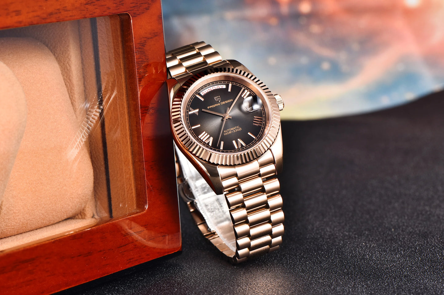 PAGANI DESIGN 2025 New Luxury Rose Gold DD40 Automatic Watch For Men NH36A Mechanical Wristwatch Men Stainless steel Waterproof