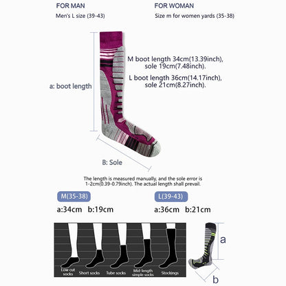 GTUBIKE 1 Pair Merino Wool Winter Men Warm Ski Socks Thicker Sports Snowboard Cycling Soccer Socks High Elastic Thermal Socks