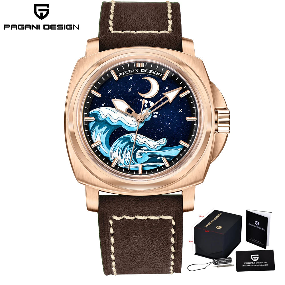 Pagani Design 2025 New NH35A 43MM Fashionable Men's Automatic Mechanical Watch Stainless Steel Waterproof 10Bar dial Glow reloj