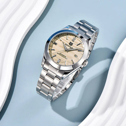 BENYAR 2024 Sand Dia 40MM Relógio Mecânico em Aço Inoxidável 316L Simples e Resistente à Água até 5 Bar - Relógio de Pulso Automático para Homem