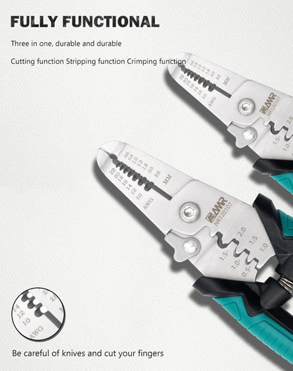 8-in-1 Stripping Pliers with Voltage Tester Versatile Wire Stripping Pliers with Electricity Measurement Cutting Crimping Pliers