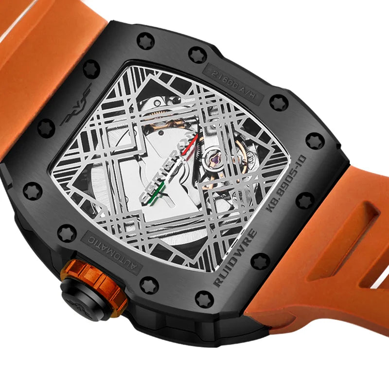 Relógio masculino automático original de luxo da marca Pagani, com design vazado, cronógrafo e à prova de água.