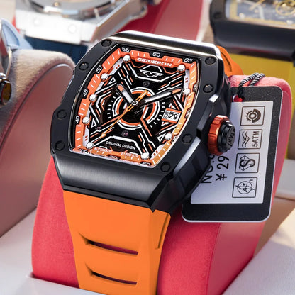 Relógio masculino automático original de luxo da marca Pagani, com design vazado, cronógrafo e à prova de água.