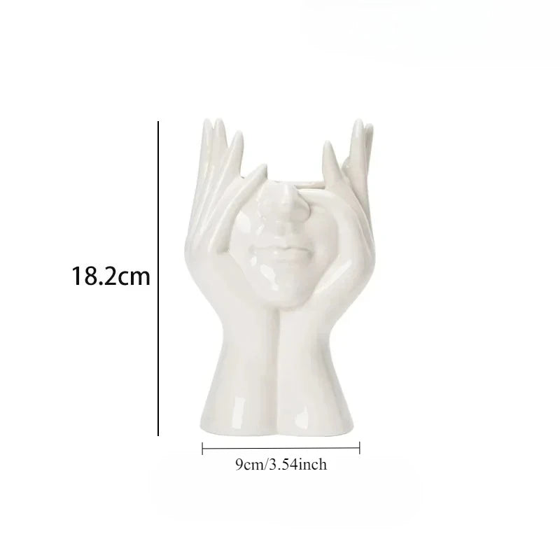 Ceramic Human Face Flower Vases Home Decor Creatrive Art Sculpture Human Head Abstract Plant Flower Pot Living Room Decors