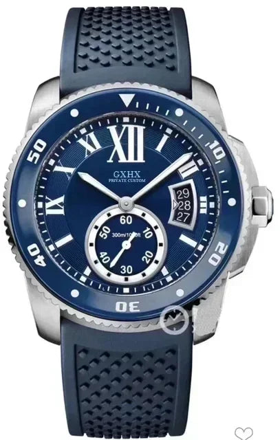 Luxury Mechanical Automatic Watch for Men Stainless Steel Black Blue Rubber Strap Ceramic Bezel Sapphire Glass