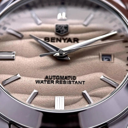 BENYAR 2024 Sand Dia 40MM Relógio Mecânico em Aço Inoxidável 316L Simples e Resistente à Água até 5 Bar - Relógio de Pulso Automático para Homem
