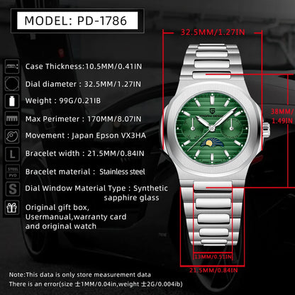 Pagani design 2025new women's watch luxury quartz watch top Sapphire luminous chronograph watch clock complete calendar gift box