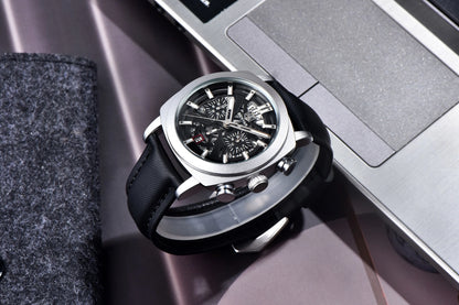 Benyar Design 2024 Men's Quartz Watch 43mm Luminous Dial 50m Water Resistant Anti-Reflective Chronograph Fashionable New