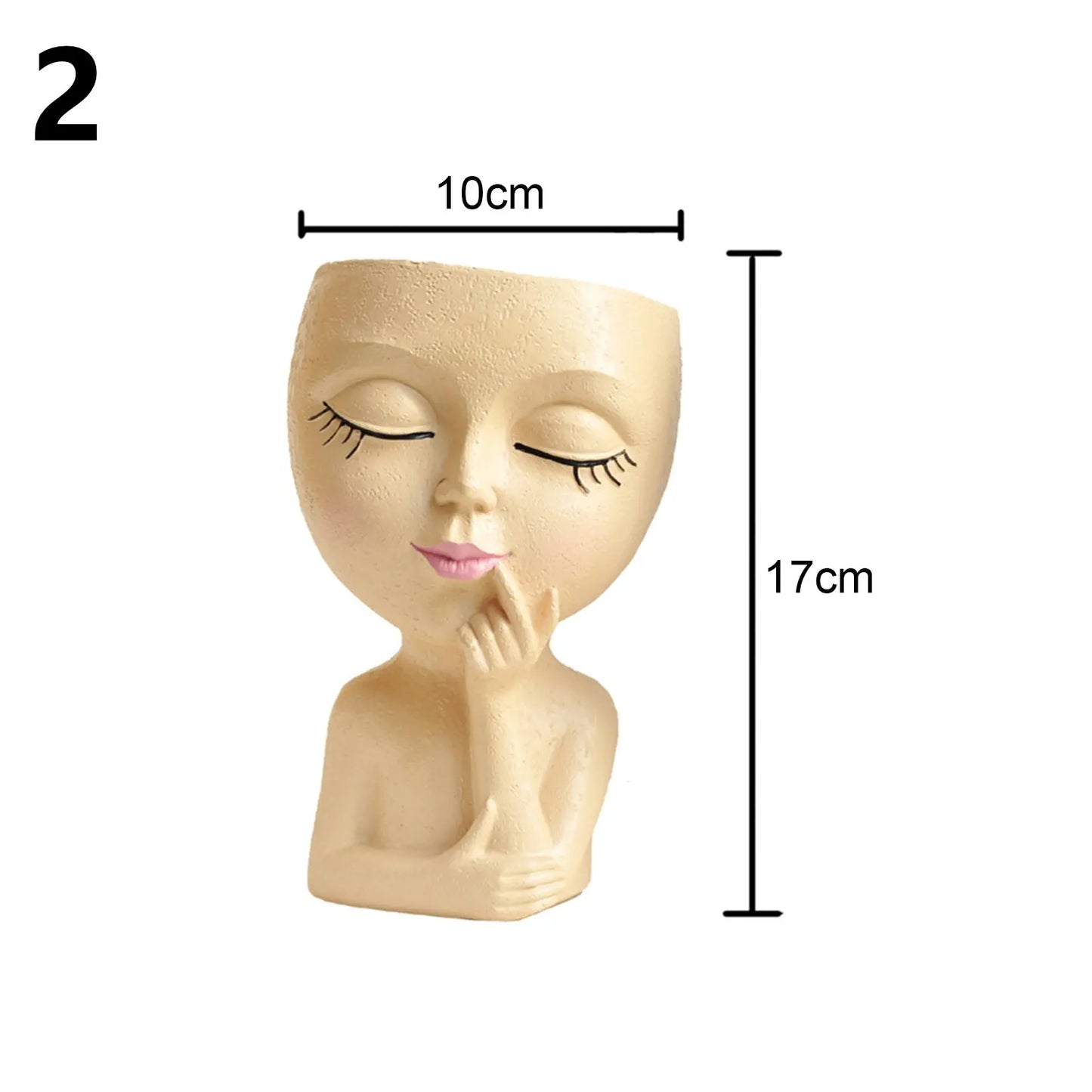 Face Flower Pot Sleeping Beauty Smooth Edge Human Head Planter Decorative Artistic Resin Drainage Plant Pot For Garden