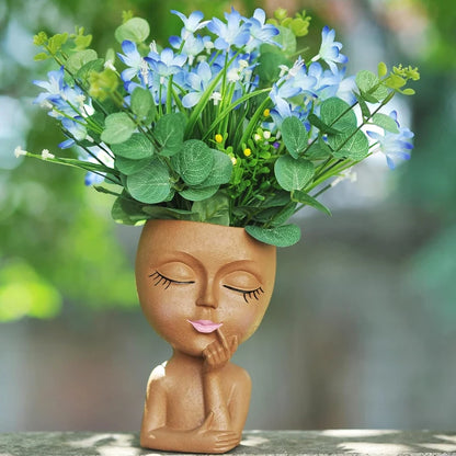 New Cute Ceramics Girl Head Flower Pot Women Face Vase Human Flowerpot Table Wedding Decorations Garden Pots & Planters