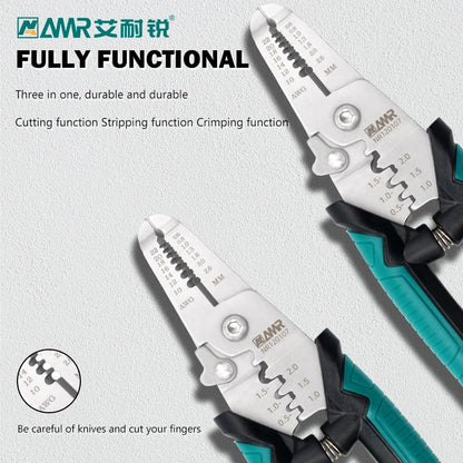8-in-1 Stripping Pliers with Voltage Tester Versatile Wire Stripping Pliers with Electricity Measurement Cutting Crimping Pliers
