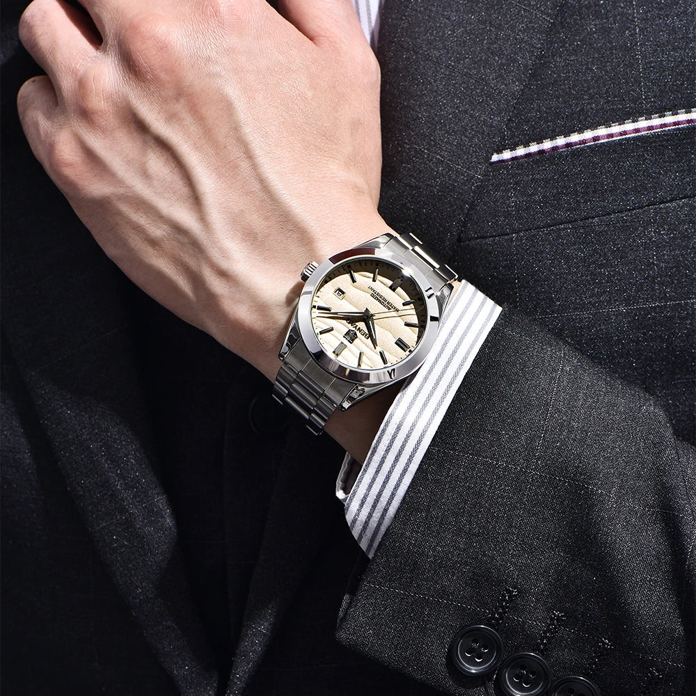 BENYAR 2024 Sand Dia 40MM Relógio Mecânico em Aço Inoxidável 316L Simples e Resistente à Água até 5 Bar - Relógio de Pulso Automático para Homem