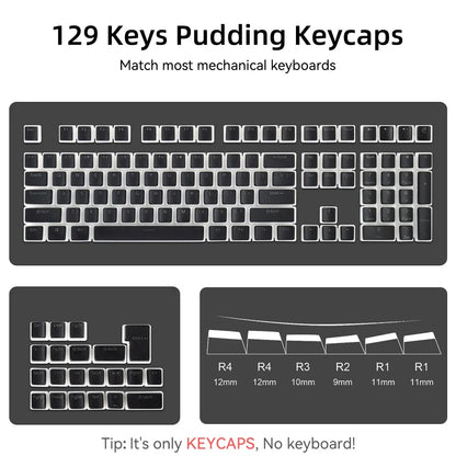 New Pudding PBT Keycaps 129 Keys Double Shot Translucent for 60% 80% 100% Layout OEM Profile for RGB Mechanical Gaming Keyboard