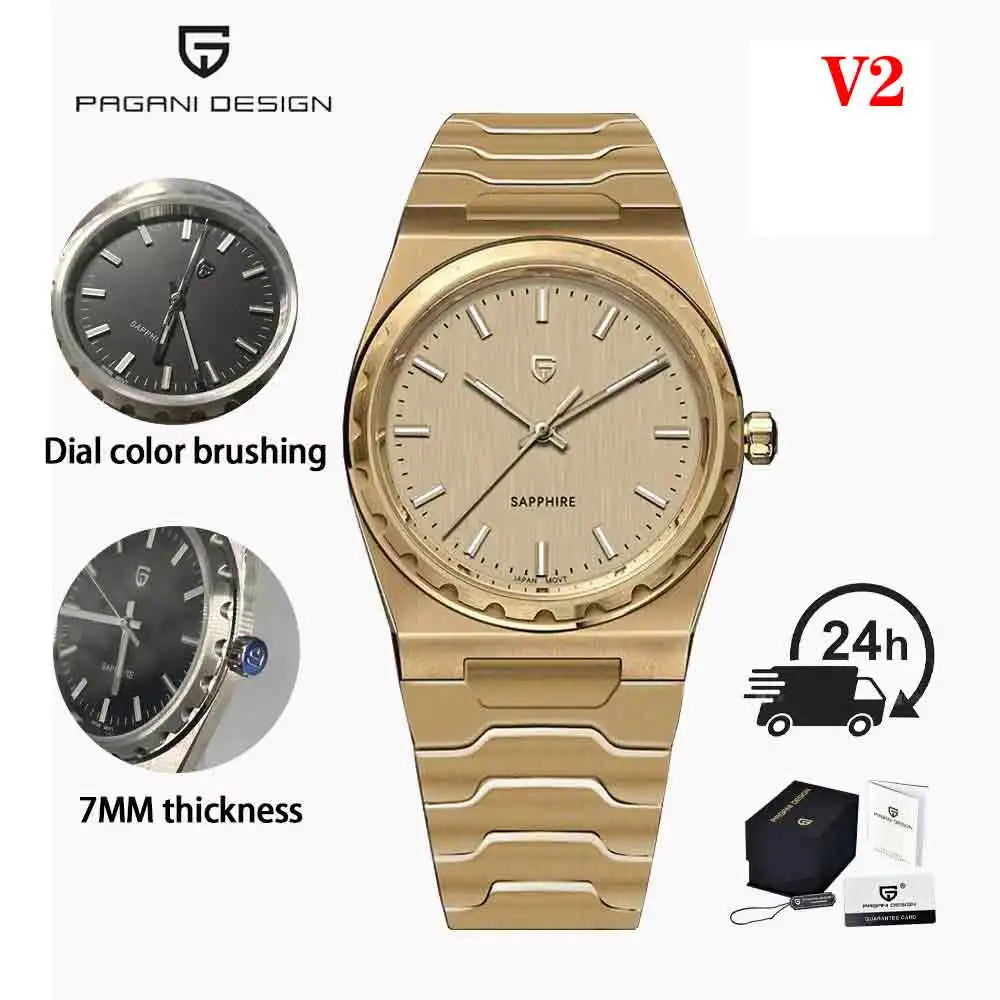 PAGANI DESIGN 2025 New VJ21 Fashion Man Quartz Watch V2 Sapphire 10Bar Waterproof Thin 7MM Luminous C3 Upgrade reloj hombre
