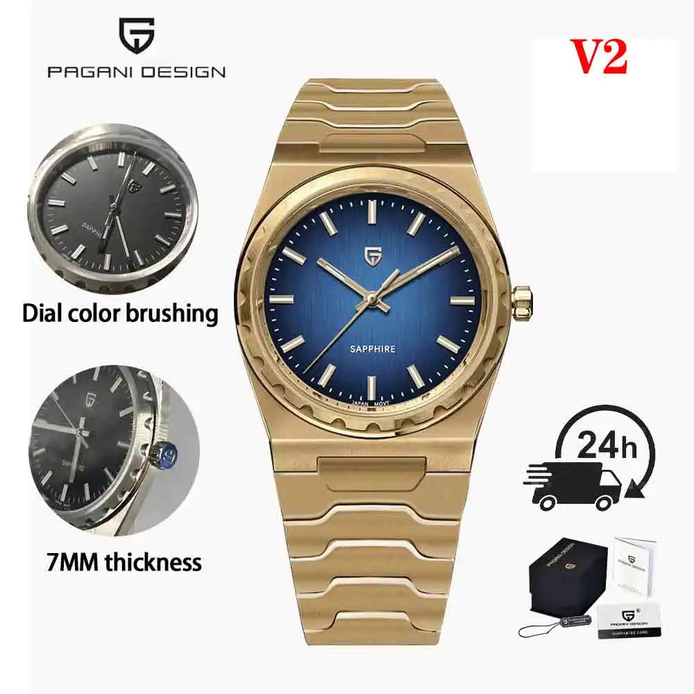 PAGANI DESIGN 2025 New VJ21 Fashion Man Quartz Watch V2 Sapphire 10Bar Waterproof Thin 7MM Luminous C3 Upgrade reloj hombre