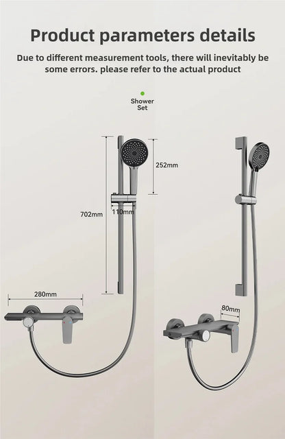 Gray Bathroom Shower Set Rainfall Shower Faucet Set Apartment Hotels Household multifunctional Split Bathtub Showers