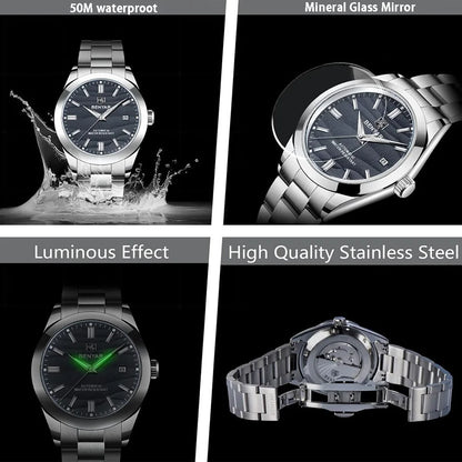 BENYAR 2024 Sand Dia 40MM Relógio Mecânico em Aço Inoxidável 316L Simples e Resistente à Água até 5 Bar - Relógio de Pulso Automático para Homem