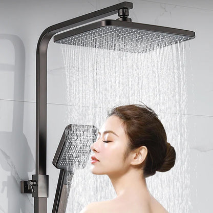 Grey Thermostatic Piano Digital Bathroom Shower Set 12 Inch Rain Shower Head Hot Cold Digital Bathroom Shower Set Accessories