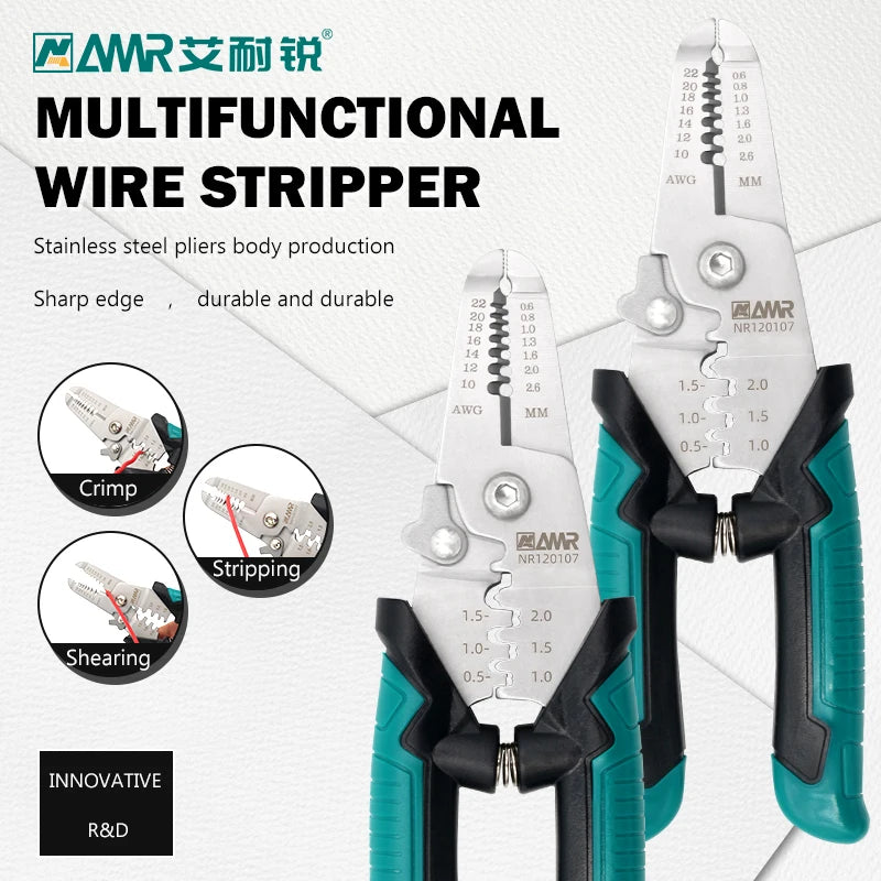 8-in-1 Stripping Pliers with Voltage Tester Versatile Wire Stripping Pliers with Electricity Measurement Cutting Crimping Pliers