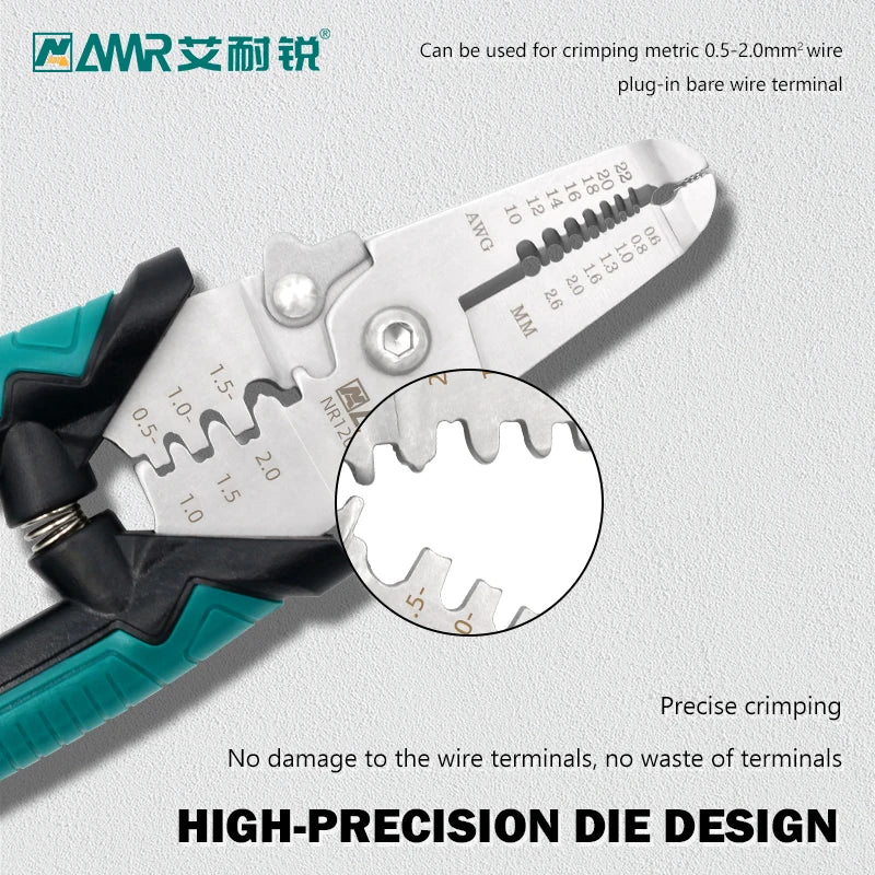 8-in-1 Stripping Pliers with Voltage Tester Versatile Wire Stripping Pliers with Electricity Measurement Cutting Crimping Pliers