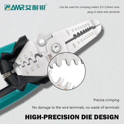 8-in-1 Stripping Pliers with Voltage Tester Versatile Wire Stripping Pliers with Electricity Measurement Cutting Crimping Pliers