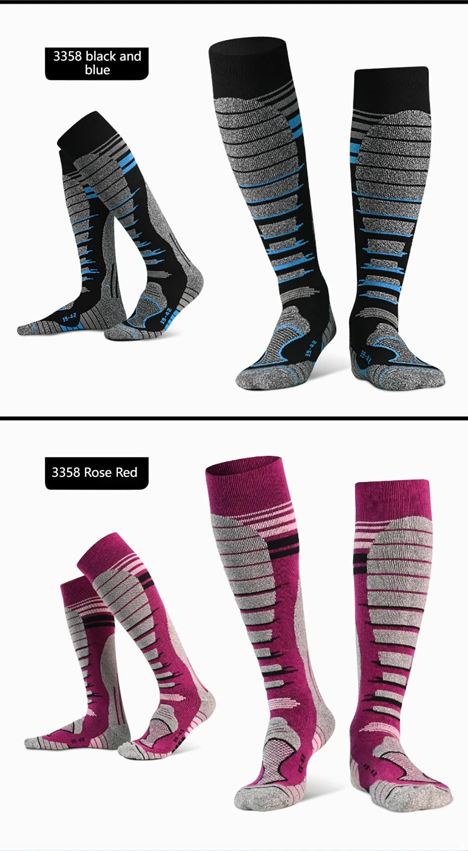 GTUBIKE 1 Pair Merino Wool Winter Men Warm Ski Socks Thicker Sports Snowboard Cycling Soccer Socks High Elastic Thermal Socks