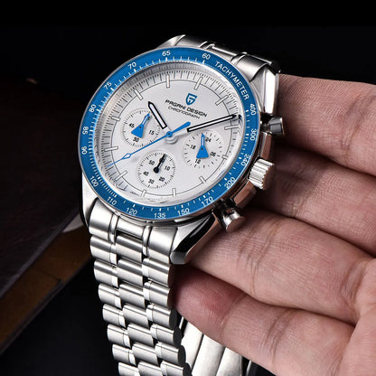 PAGANI DESIGN 2025 New Moon Watch Retro Luxury Quartz Watches For Men Stainless steel Luminous waterproof Sport Chronograph Man