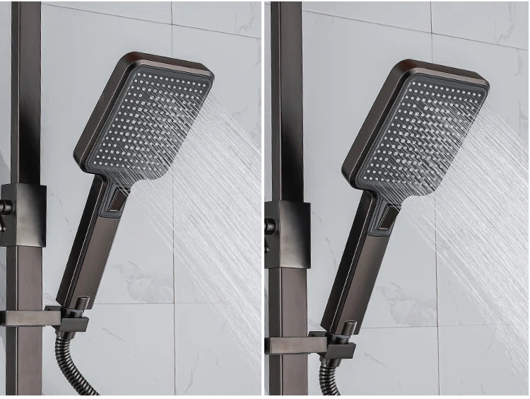 Grey Thermostatic Piano Digital Bathroom Shower Set 12 Inch Rain Shower Head Hot Cold Digital Bathroom Shower Set Accessories