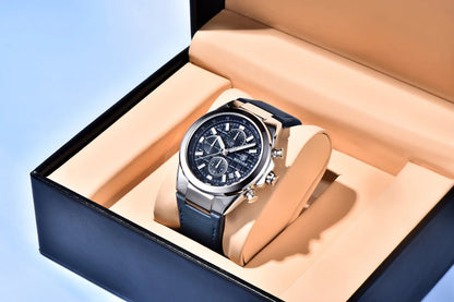 2025 New BENYAR Men's Watches Top Brand Luxury Watch For Men Chronograph Quartz Wristwatch Clock Waterproof Leather Reloj Hombre