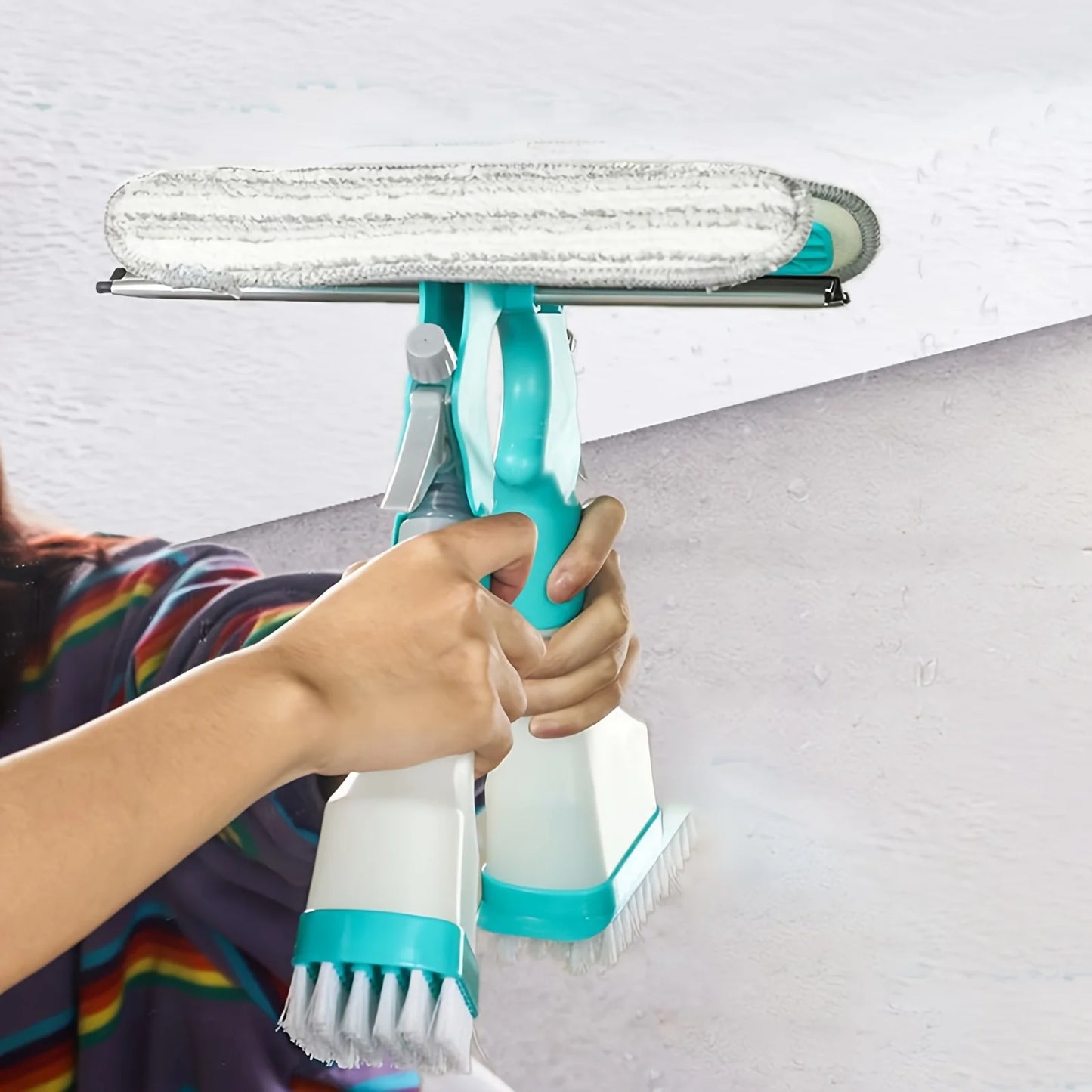 Glass Cleaning Wizard Effortless Scraping, Wiping, Scrubbing  Spraying Streak-Free, All-Purpose Tool for Bathroom, Window