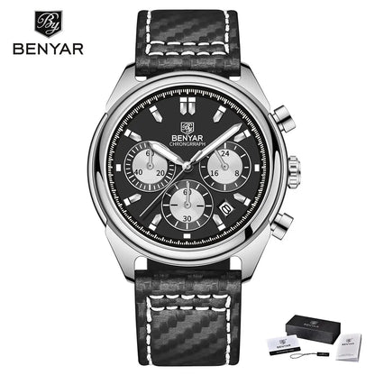 BENYAR 2024 New Watches Men Luxury Brand Chronograph Male Sport Watches Waterproof Stainless Steel Quartz Watch Relojes Hombre