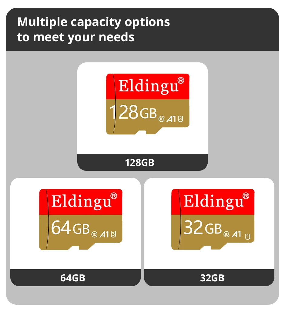 Eldingu Original TF Card 64G Class10 A1 for Surveillance Video MP3 MP4 Mobile Phone Memory Card 32GB U1 TF Card 128GB U3