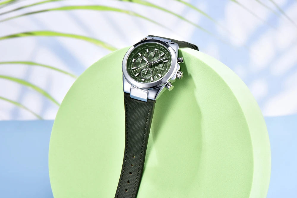 2025 New BENYAR Men's Watches Top Brand Luxury Watch For Men Chronograph Quartz Wristwatch Clock Waterproof Leather Reloj Hombre