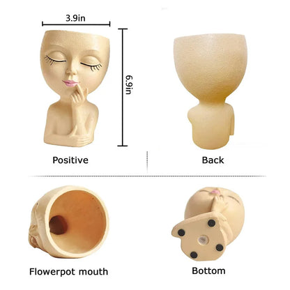 New Cute Ceramics Girl Head Flower Pot Women Face Vase Human Flowerpot Table Wedding Decorations Garden Pots & Planters