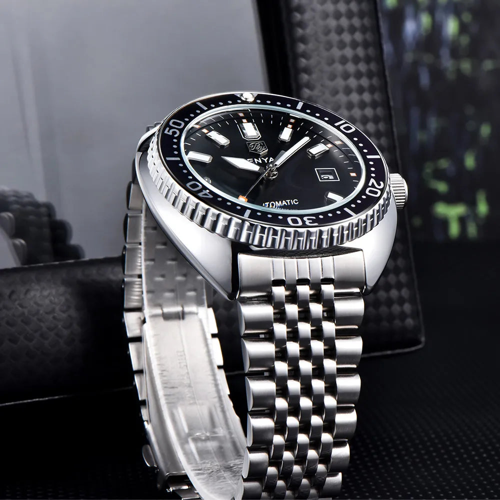 New BENYAR 42MM Tuna Men Mechanical Watch Luxury Stainless Steel Automatic Watch 50M Diving Luminous Watch for Men reloj hombre