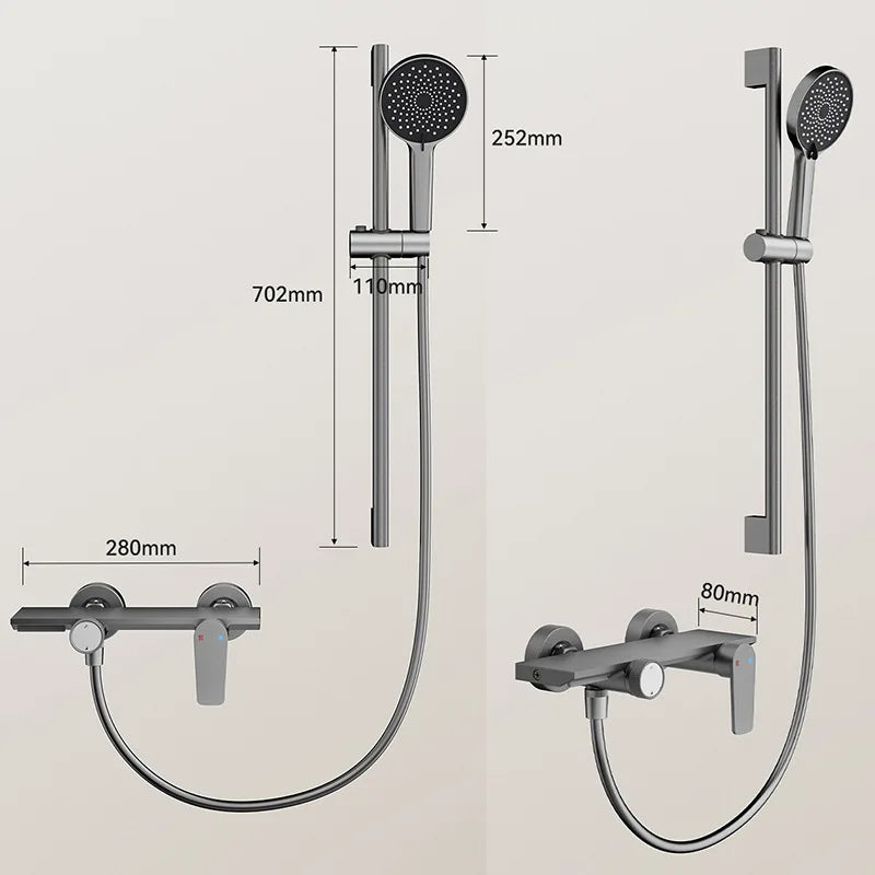 Gray Bathroom Shower Set Rainfall Shower Faucet Set Apartment Hotels Household multifunctional Split Bathtub Showers
