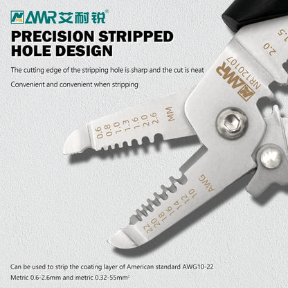 8-in-1 Stripping Pliers with Voltage Tester Versatile Wire Stripping Pliers with Electricity Measurement Cutting Crimping Pliers