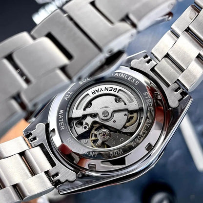 BENYAR 2024 Sand Dia 40MM Relógio Mecânico em Aço Inoxidável 316L Simples e Resistente à Água até 5 Bar - Relógio de Pulso Automático para Homem