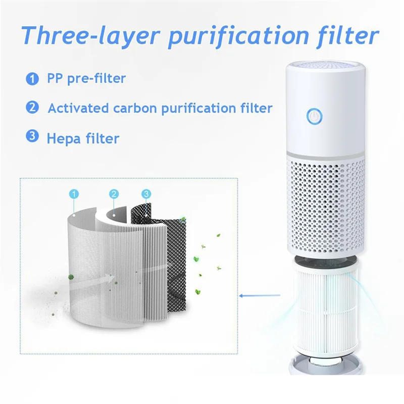 Purificador de ar A52Q com filtro HEPA, funcionamento silencioso, ideal para casa e escritório, inclui função de aromaterapia.