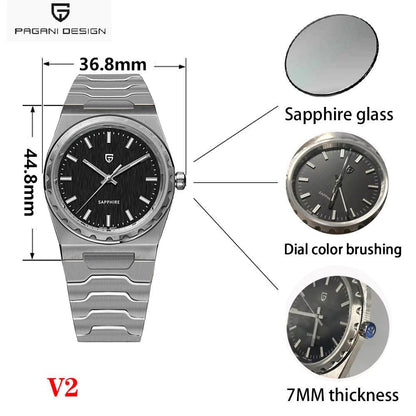 PAGANI DESIGN 2025 New VJ21 Fashion Man Quartz Watch V2 Sapphire 10Bar Waterproof Thin 7MM Luminous C3 Upgrade reloj hombre