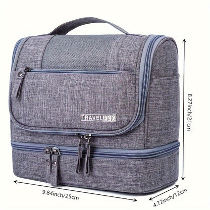 Multi-Functional Travel Organizer with Top Zipper Closure & Hanging Loop - Heavy-Duty High Quality Folding Toiletry & Cosmetic Case with Multiple Compartments, Golden-Tone Hardware, Durable Fabric Construction - Ideal for Bus