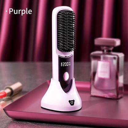 New USB-C Rechargeable Straightener, Fast & Seat Charging Modes, 20S Quick Heat, 3-Speed Temperature Control, Anti-Scald Design, 2600mAh/3200mAh Battery, 3D Tooth Comb, Ceramic Hair Protection Layer, LCD Display, Wireless Por