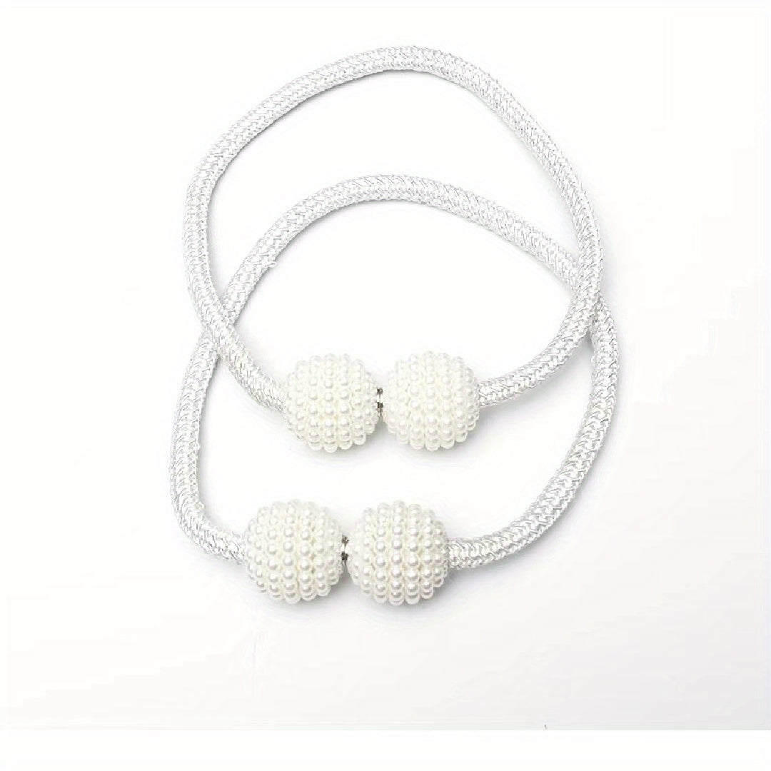 2pcs Large Modern Magnetic Curtain Tiebacks - Elegant Pearl Design, Easy-to-Use, Stylish Window Treatment Holdbacks for Home Decor, Curtains for Living Room