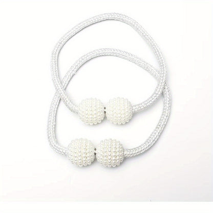 2pcs Large Modern Magnetic Curtain Tiebacks - Elegant Pearl Design, Easy-to-Use, Stylish Window Treatment Holdbacks for Home Decor, Curtains for Living Room