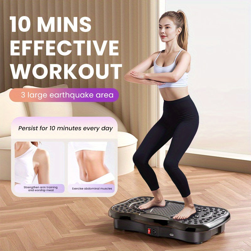 Vibration Plate Exercise Machine for Weight Loss - 10-Minute Full Body Workout with 3 Large Areas of Vibration, Portable Home Gym Fitness Equipment, No Battery Needed, Pink/Black, Weight Loss Exercise Machine, Sleek Exercise