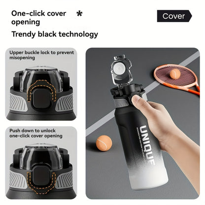 32oz nRMEi Insulated Stainless Steel Water Bottle with Pop-Up Lid, Handle & Straw - 316 Stainless Steel, BPA-Free, 4-Season Hot/Cold Retention, Large Capacity for Outdoor, Travel, Everyday Use, Insulated Water Bottle, Sleek M